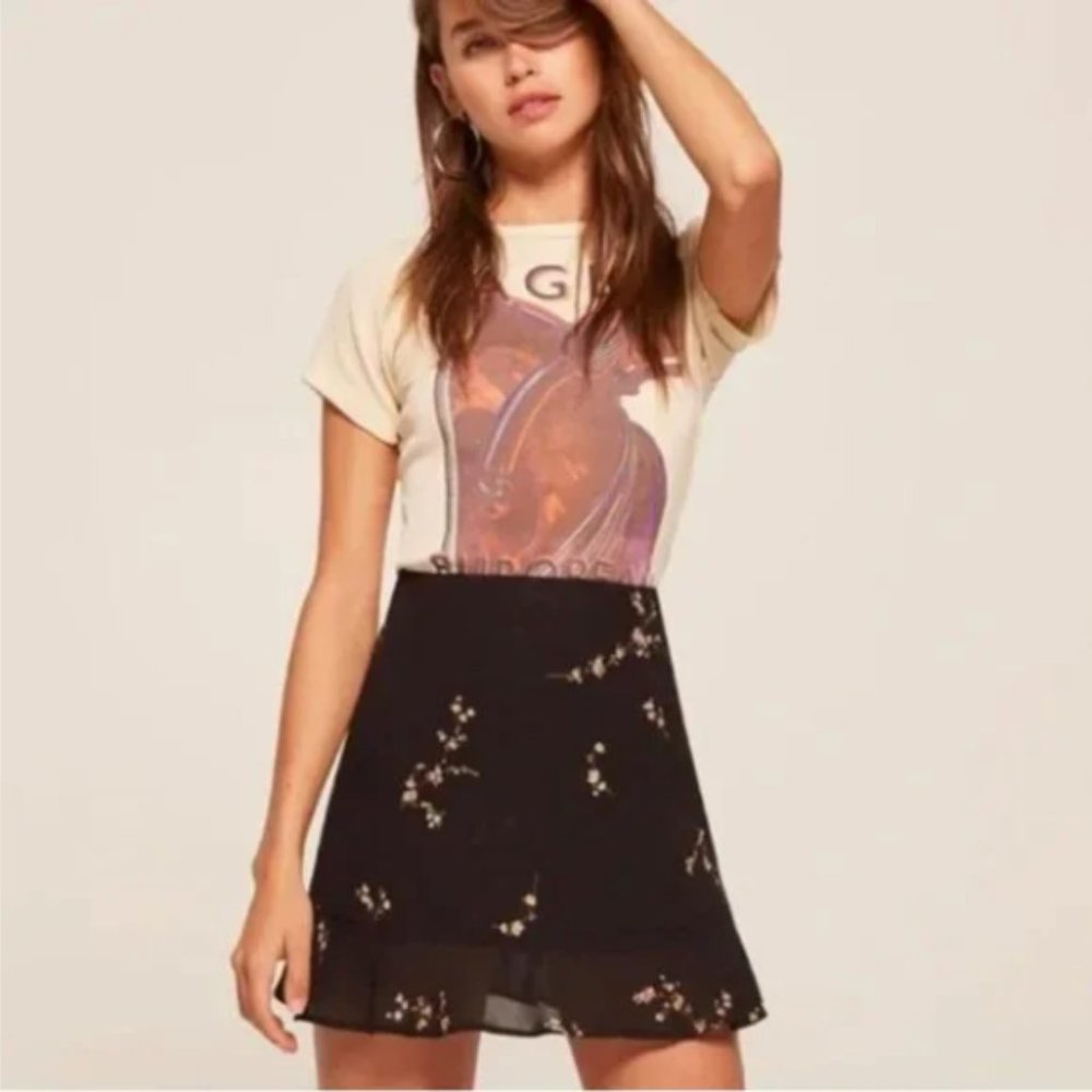 Reformation Silvia Mini Skirt in Wildflower Floral Print